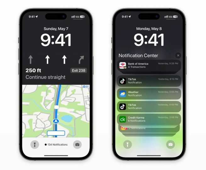 于田苹果维修服务分享iOS17锁屏地图导航半屏显示长什么样 